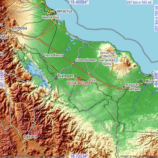 Topographic map of Villa Azueta