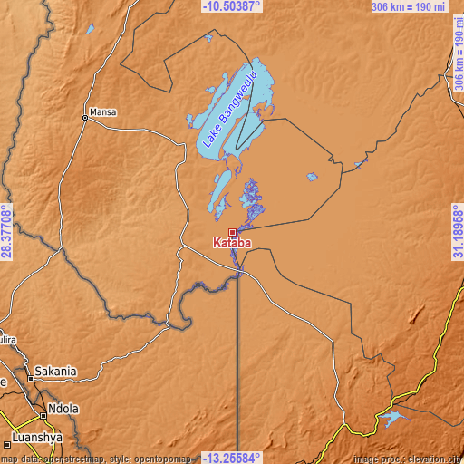 Topographic map of Kataba