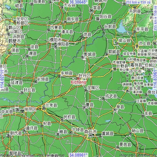 Topographic map of Xicheng