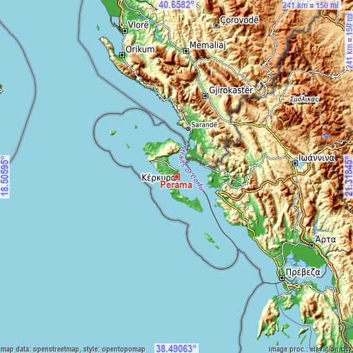 Topographic map of Perama