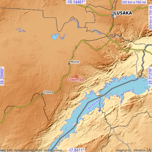 Topographic map of Gwembe