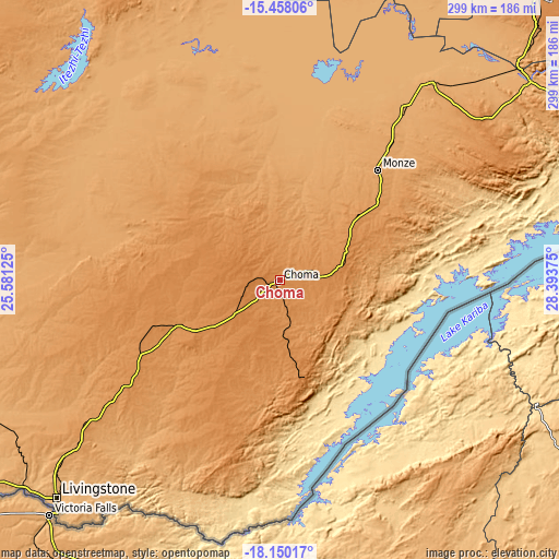 Topographic map of Choma