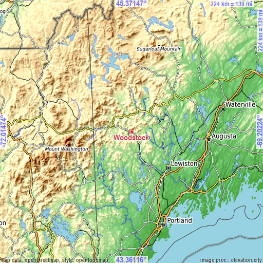 Topographic map of Woodstock