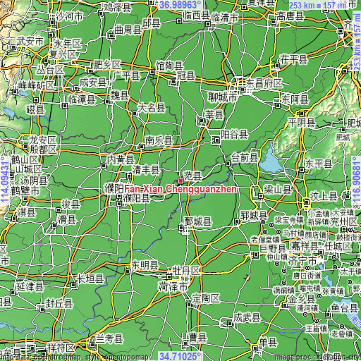Topographic map of Fan Xian Chengguanzhen