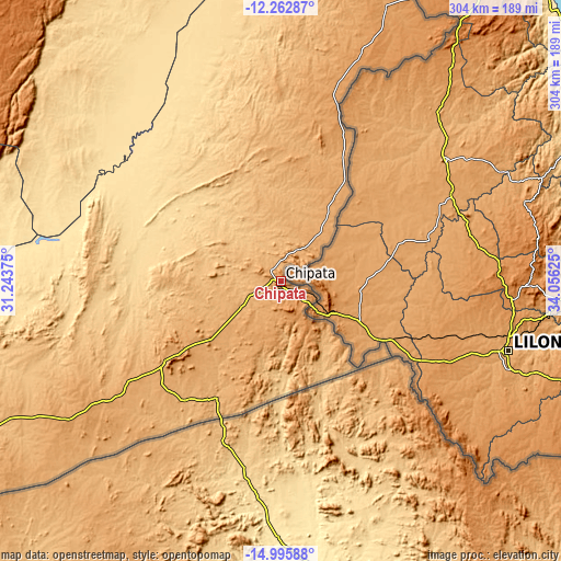 Topographic map of Chipata