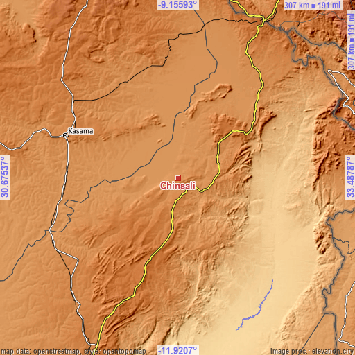 Topographic map of Chinsali