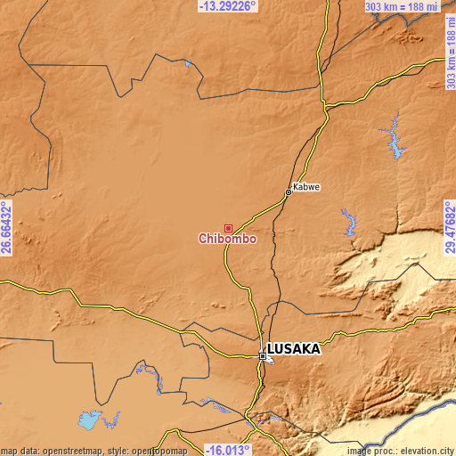 Topographic map of Chibombo