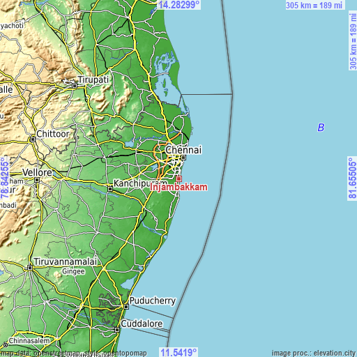 Topographic map of Injambakkam