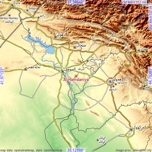 Topographic map of Al-Hamdaniya