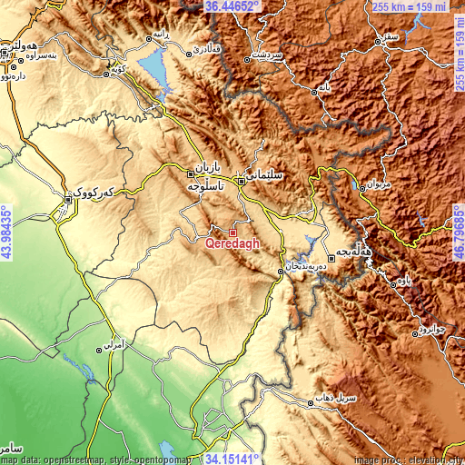 Topographic map of Qeredagh