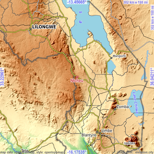 Topographic map of Ntcheu