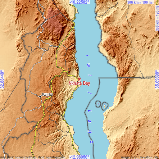 Topographic map of Nkhata Bay