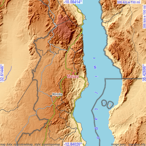 Topographic map of Mzuzu