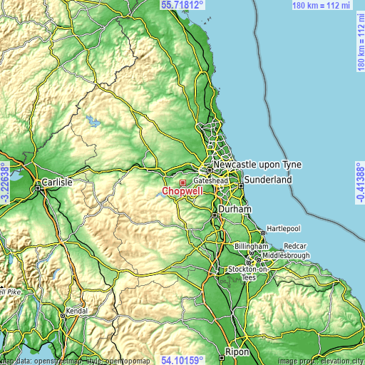 Topographic map of Chopwell