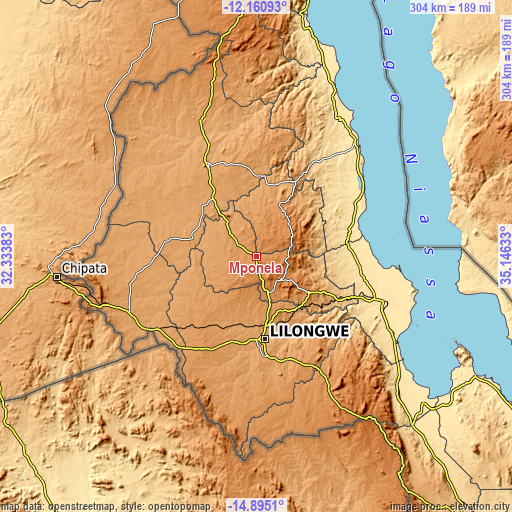 Topographic map of Mponela