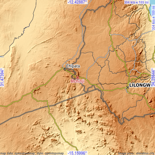 Topographic map of Mchinji