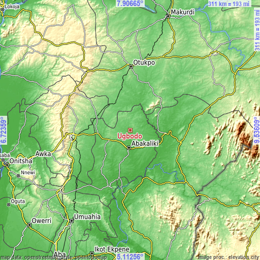 Topographic map of Ugbodo