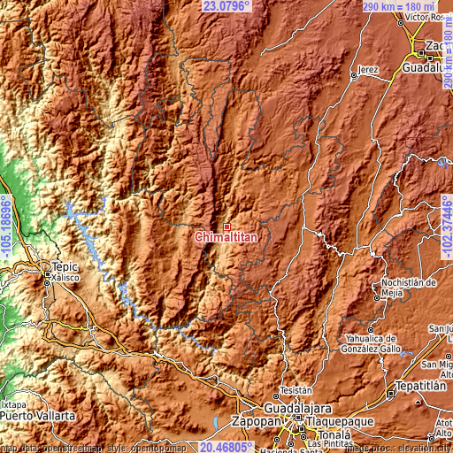 Topographic map of Chimaltitán