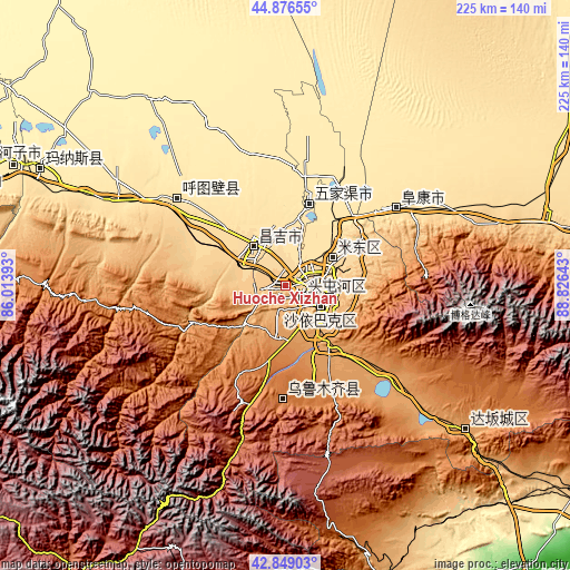 Topographic map of Huoche Xizhan