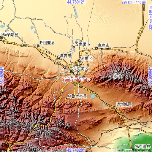 Topographic map of Yangzi Jianglu