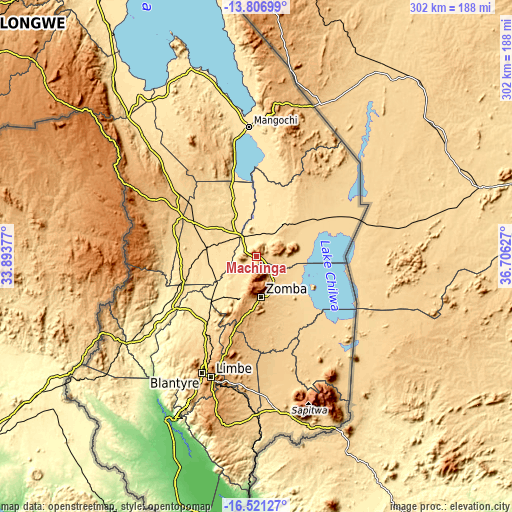 Topographic map of Machinga