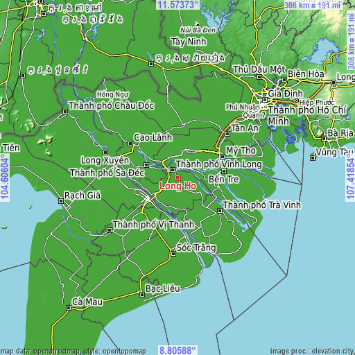 Topographic map of Long Hồ