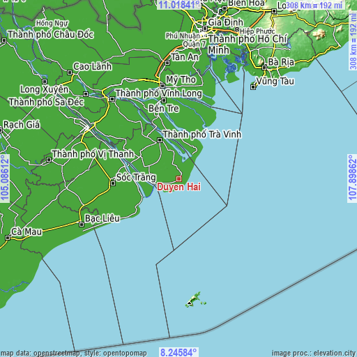 Topographic map of Duyên Hải