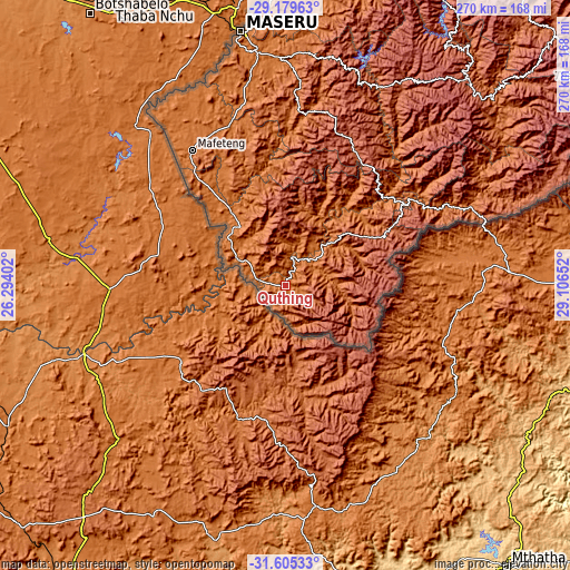 Topographic map of Quthing