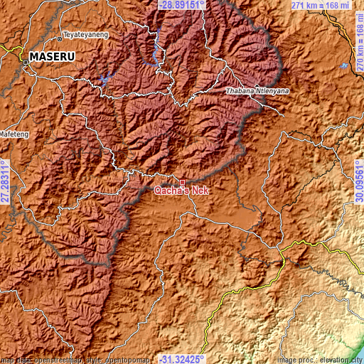 Topographic map of Qacha’s Nek