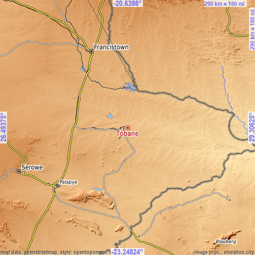 Topographic map of Tobane