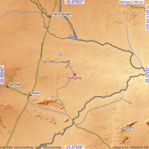 Topographic map of Sefophe
