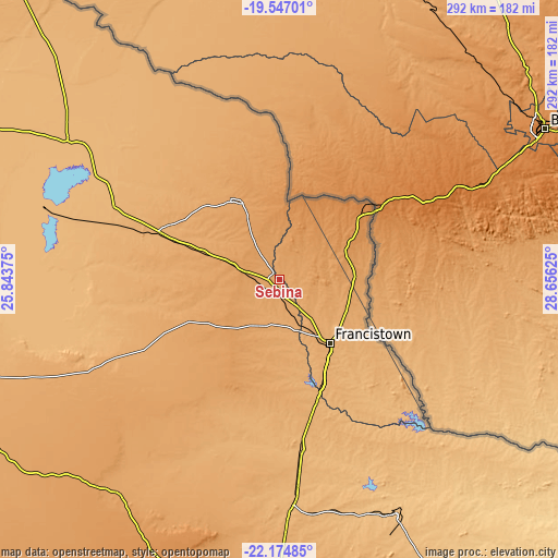 Topographic map of Sebina