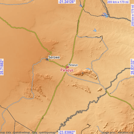 Topographic map of Palapye