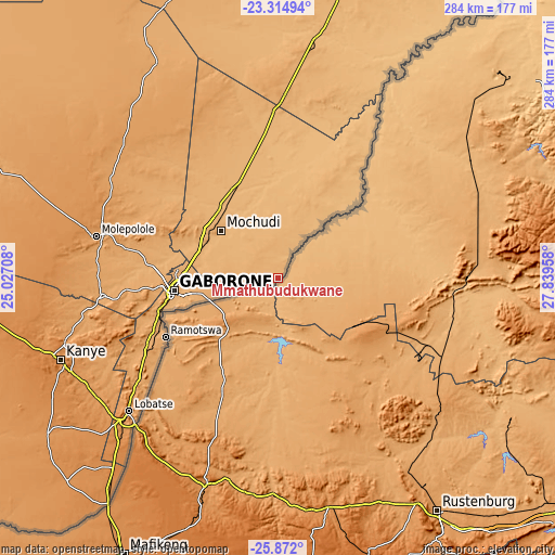Topographic map of Mmathubudukwane