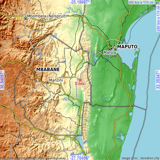 Topographic map of Siteki