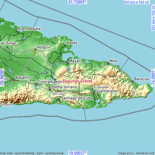Topographic map of Segundo Frente
