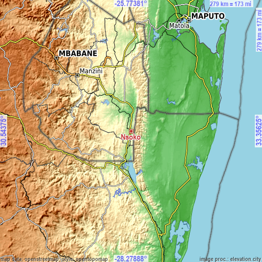 Topographic map of Nsoko