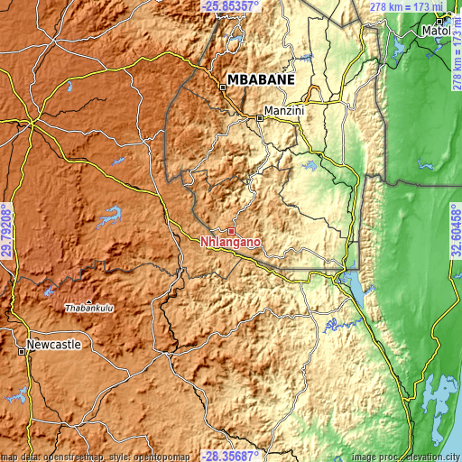 Topographic map of Nhlangano