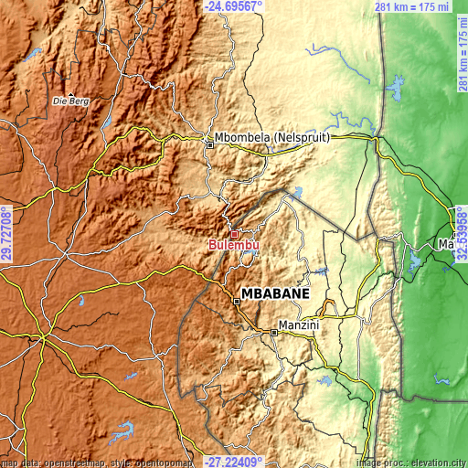Topographic map of Bulembu