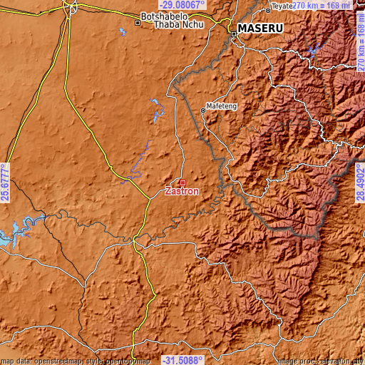 Topographic map of Zastron