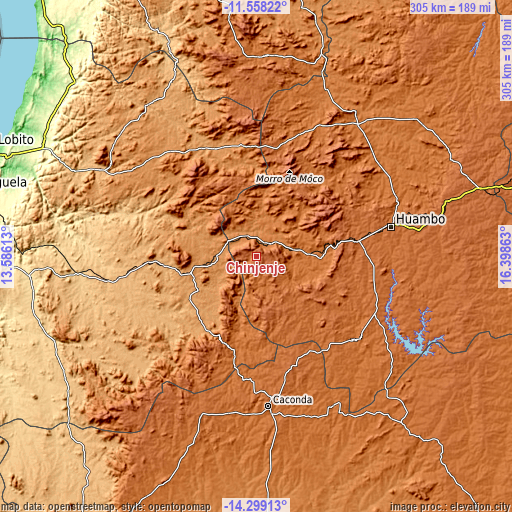 Topographic map of Chinjenje