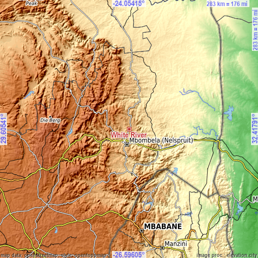 Topographic map of White River