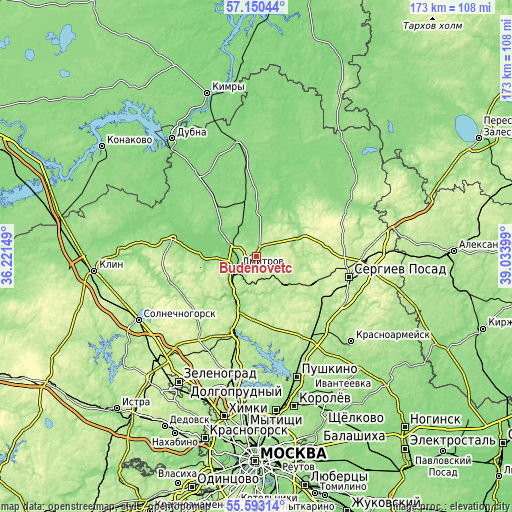 Topographic map of Budenovetc