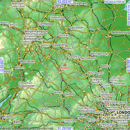 Topographic map of Hinton