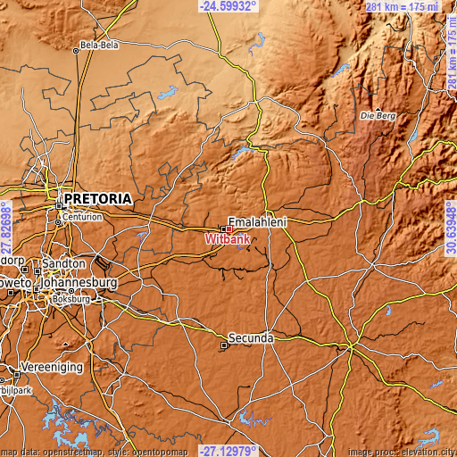 Topographic map of Witbank