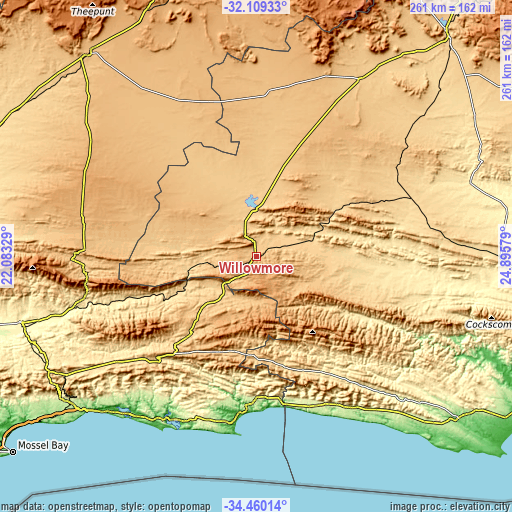 Topographic map of Willowmore