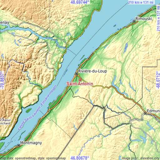 Topographic map of Saint-Antonin