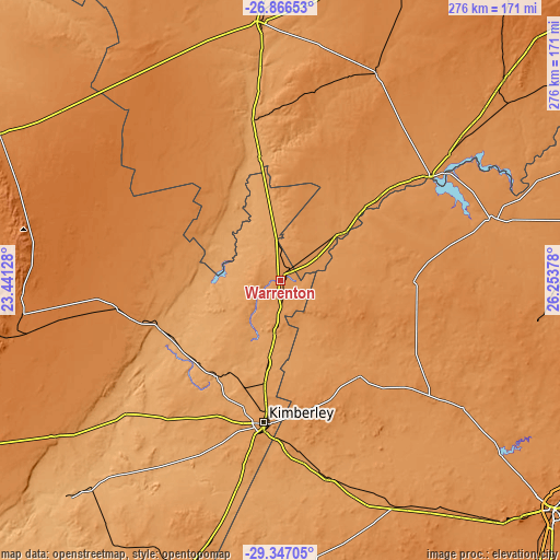 Topographic map of Warrenton