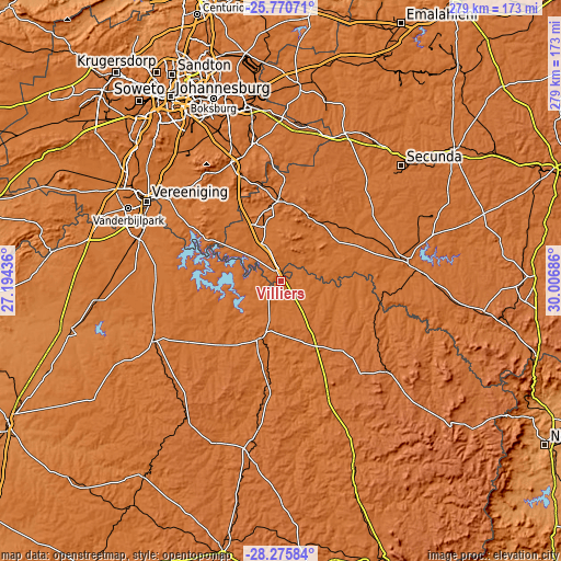 Topographic map of Villiers