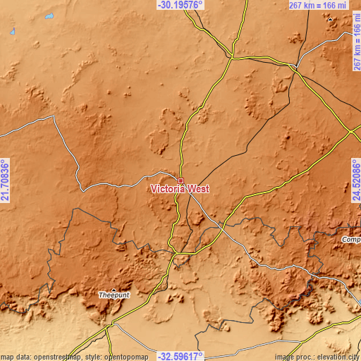 Topographic map of Victoria West
